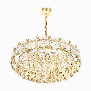 Brass and Crystal Chandelier by Sciolari for Palwa, Germany, 1970s-UGR-1085405