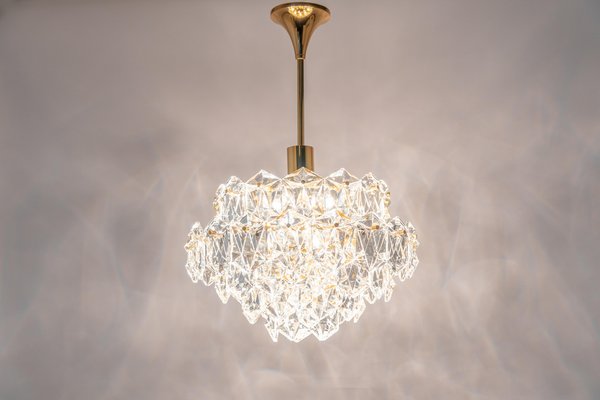 Brass and Crystal Glass Chandelier attributed to Kinkeldey, Germany, 1970s-UGR-1446852