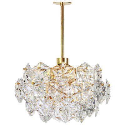 Brass and Crystal Glass Chandelier by Kinkeldey, Germany, 1970-UGR-1085648