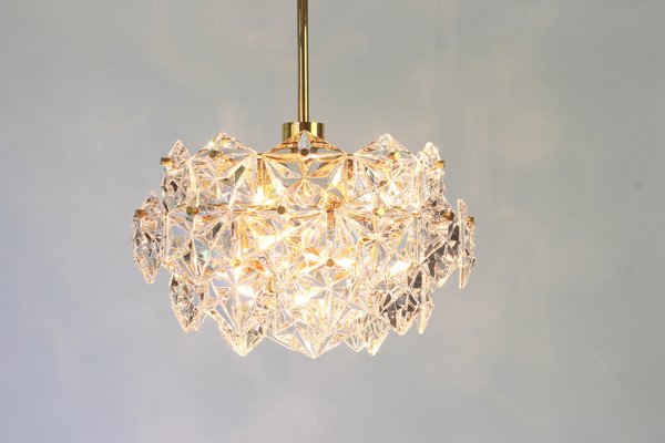 Brass and Crystal Glass Chandelier by Kinkeldey, Germany, 1970-UGR-1086277