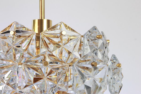 Brass and Crystal Glass Chandelier by Kinkeldey, Germany, 1970-UGR-1086277