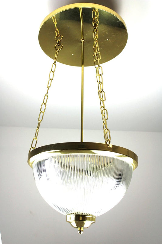 Brass and Crystal Glass Chandelier In the Shape of a Traffic Light, 1970s