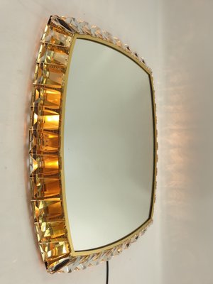 Brass and Crystal Glass Illuminated Mirror from Palwa, 1970s-RQL-541073