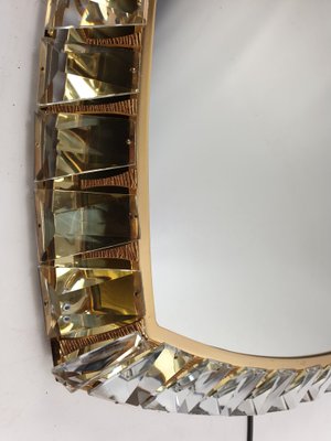 Brass and Crystal Glass Illuminated Mirror from Palwa, 1970s-RQL-541073