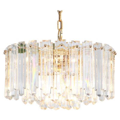 Brass and Crystal Glass Light Fixture Floria from Kalmar, Austria, 1970s-UGR-1085946