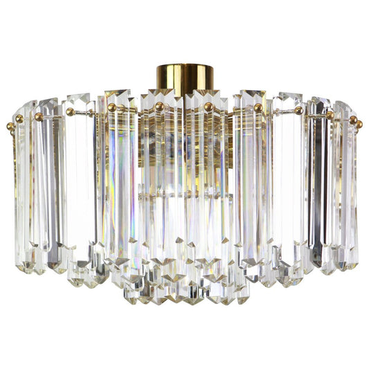 Brass and Crystal Glass Light Fixture Floria from Kalmar, Austria, 1970s