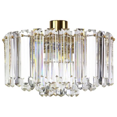 Brass and Crystal Glass Light Fixture Floria from Kalmar, Austria, 1970s-UGR-1085861