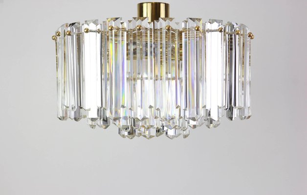 Brass and Crystal Glass Light Fixture Floria from Kalmar, Austria, 1970s-UGR-1085861