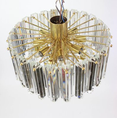 Brass and Crystal Glass Light Fixture Floria from Kalmar, Austria, 1970s-UGR-1085861