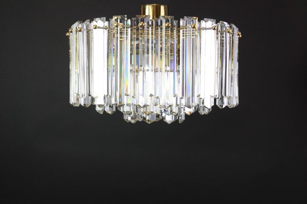 Brass and Crystal Glass Light Fixture Floria from Kalmar, Austria, 1970s-UGR-1085861