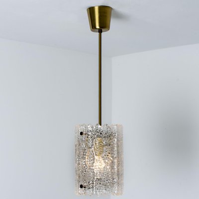 Brass and Crystal Glass Pendant attributed to Carl Fagerlund for Orrefors, Sweden, 1960s-VDW-2034117