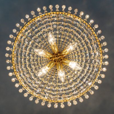 Brass and Crystal Pendant Light, from Palwa, Germany, 1970s-UGR-1085395