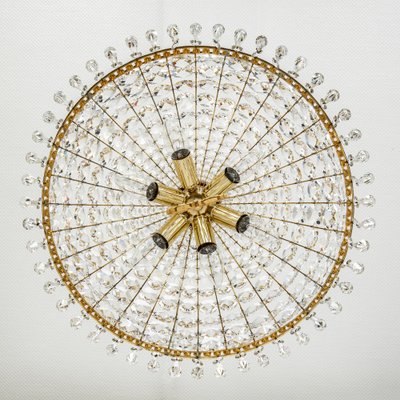 Brass and Crystal Pendant Light, from Palwa, Germany, 1970s-UGR-1085395