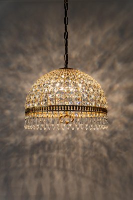 Brass and Crystal Pendant Light, from Palwa, Germany, 1970s-UGR-1085395