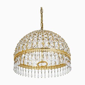 Brass and Crystal Pendant Light, from Palwa, Germany, 1970s-UGR-1085395