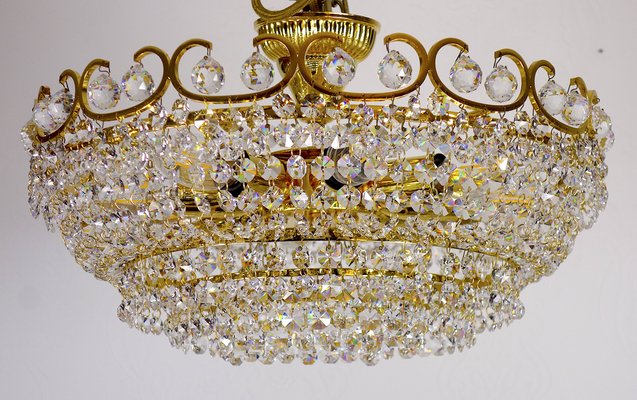 Brass and Crystal Rainbow Chandelier from Ernst Palme, 1970s-NGU-1820769