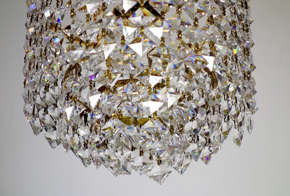 Brass and Crystal Rainbow Chandelier from Palwa, 1970s-NGU-1820004