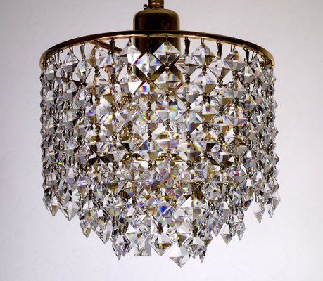 Brass and Crystal Rainbow Chandelier from Palwa, 1970s-NGU-1820004