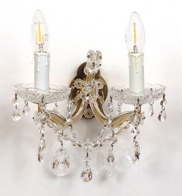 Brass and Crystal Wall Lamps from Palwa, 1960s, Set of 2-NGU-1780486