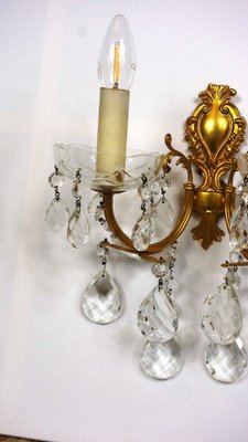 Brass and Crystal Wall Lamps from Palwa, 1960s, Set of 2-NGU-1780485