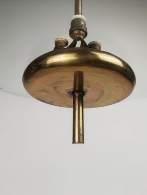 Brass and Curved Glass Pendant Lamp in the style of Pietro Chiesa for Fontana Arte, 1940s-UIW-1422618