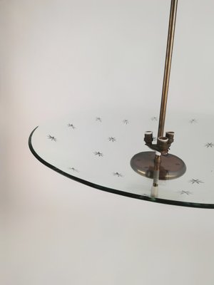 Brass and Curved Glass Pendant Lamp in the style of Pietro Chiesa for Fontana Arte, 1940s-UIW-1422618