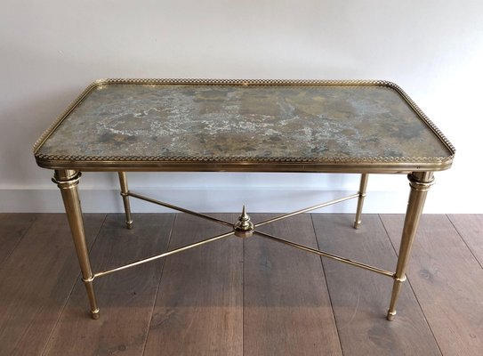 Brass and Eglomized Glass Top Table attributed to the Ramsay House-BA-1365392