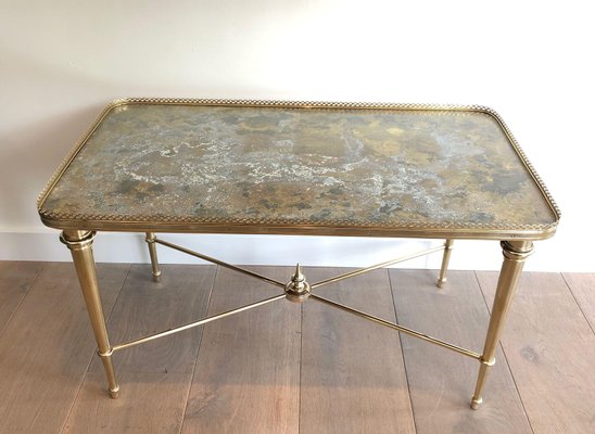 Brass and Eglomized Glass Top Table attributed to the Ramsay House-BA-1365392