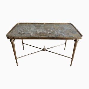 Brass and Eglomized Glass Top Table attributed to the Ramsay House-BA-1365392