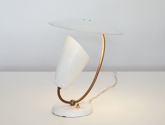 Brass and Enameled Metal Table Lamp, Switzerland, 1950s-TJQ-993945