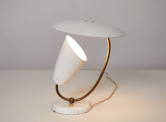 Brass and Enameled Metal Table Lamp, Switzerland, 1950s-TJQ-993945