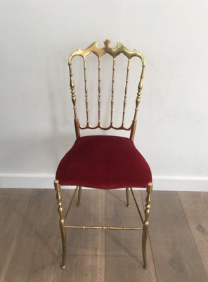 Brass and Fabric Chair from Chiavari, 1940s-BA-658526