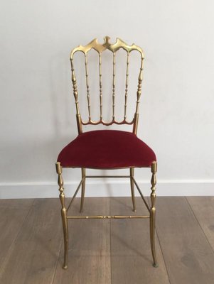 Brass and Fabric Chair from Chiavari, 1940s-BA-658526