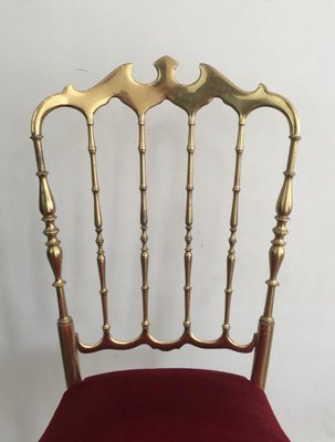 Brass and Fabric Chair from Chiavari, 1940s-BA-658526