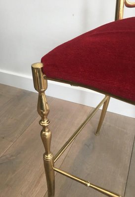 Brass and Fabric Chair from Chiavari, 1940s-BA-658526