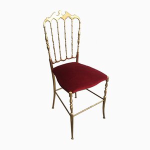 Brass and Fabric Chair from Chiavari, 1940s-BA-658526