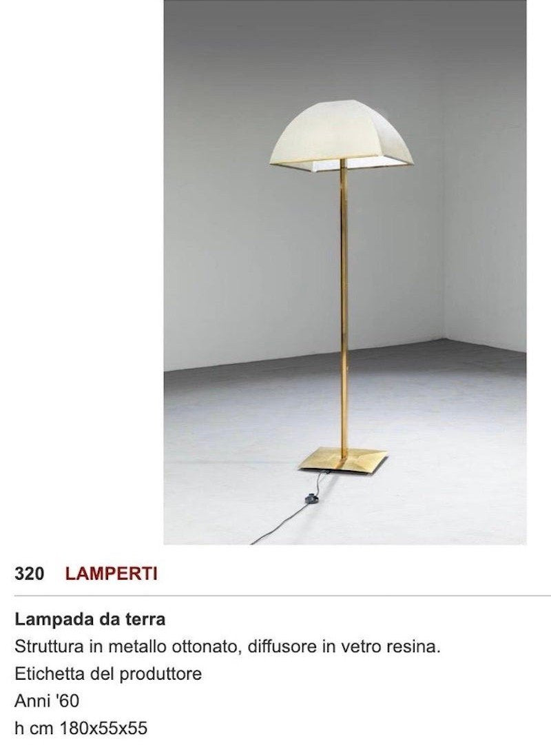 Brass and Fiberglass Floor Lamp by Salvatore Gregorietti for Lamperti, 1960s