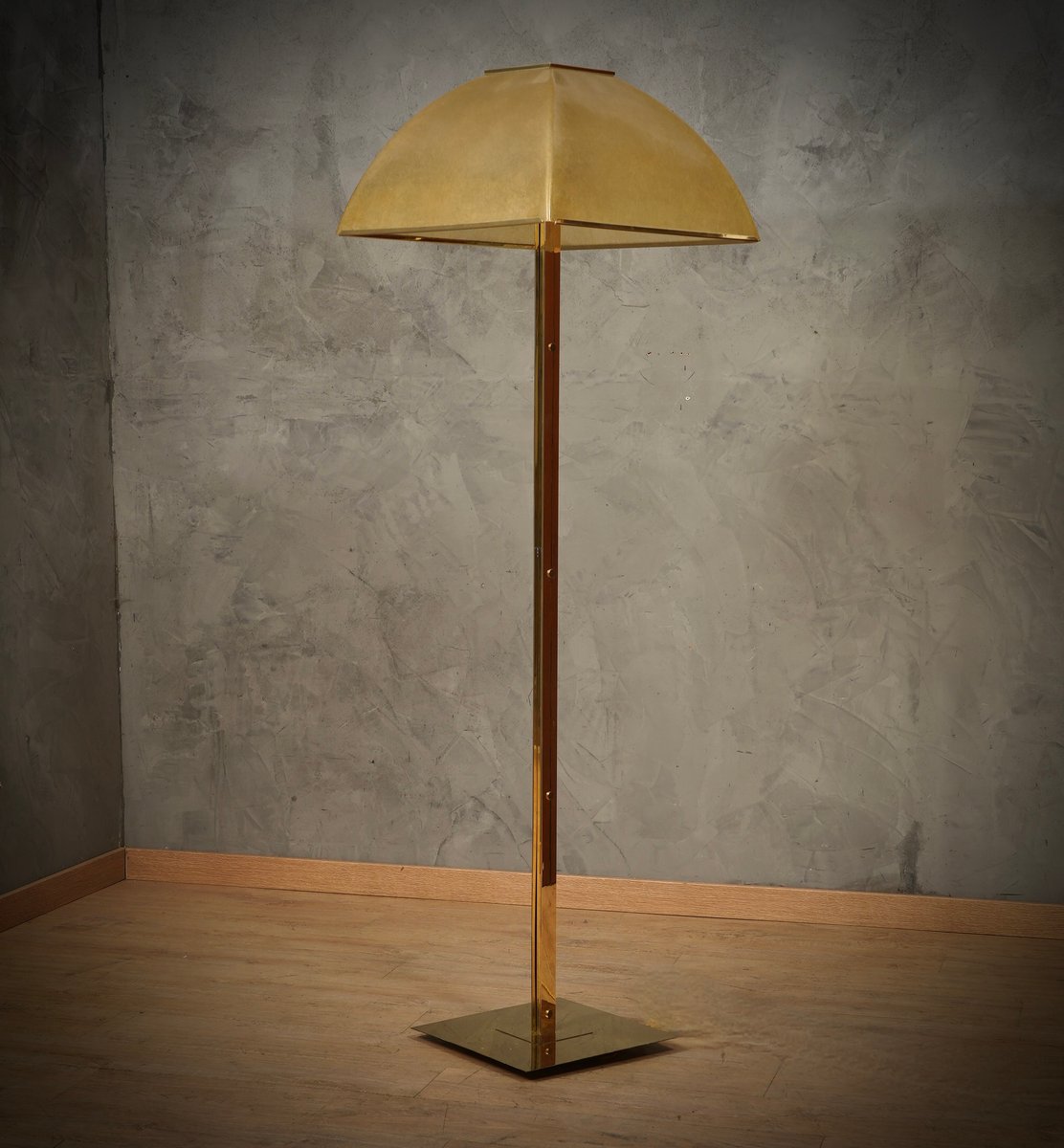 Brass and Fiberglass Floor Lamp by Salvatore Gregorietti for Lamperti, 1960s