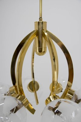 Brass and Glass 6-Light Chandelier, 1980s-TZ-1042484