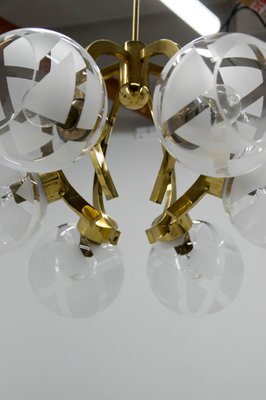 Brass and Glass 6-Light Chandelier, 1980s-TZ-1042484