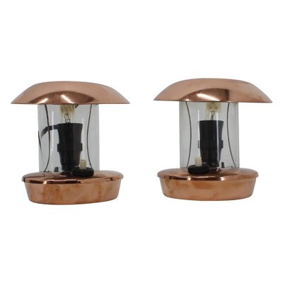 Brass and Glass Bauhaus Table Lamps, 1940s, Set of 2-TZ-891676