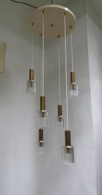 Brass and Glass Cascading Ceiling Lamp, 1960s-EY-554750