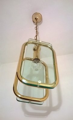 Brass and Glass Ceiling Lamp, 1940s-EI-24101