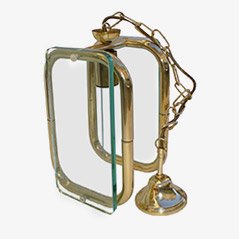 Brass and Glass Ceiling Lamp, 1940s-EI-24101