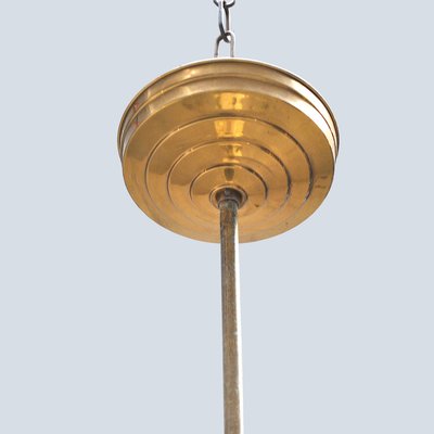 Brass and Glass Ceiling Lamp in the Style of Angelo Brotto, 1950s-JQO-629163