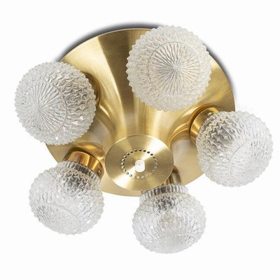 Brass and Glass Ceiling Light, 1970s-ENV-1463091