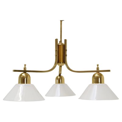 Brass and Glass Ceiling Light, 1980s-TZ-1422348