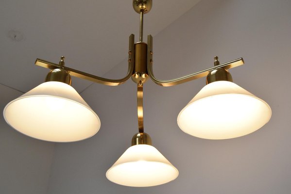 Brass and Glass Ceiling Light, 1980s-TZ-1422348