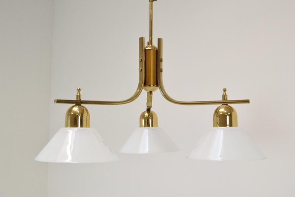 Brass and Glass Ceiling Light, 1980s-TZ-1422348