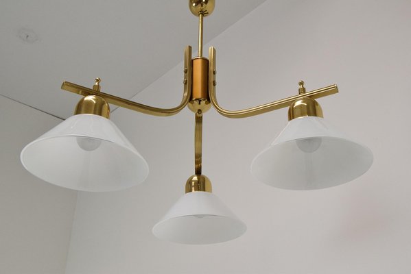 Brass and Glass Ceiling Light, 1980s-TZ-1422348